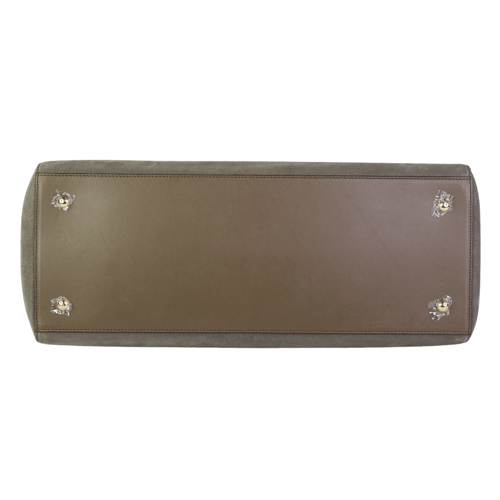 Demellier London Deep Olive Suede & Smooth Leather Hudson Bag With Shoulder Strap