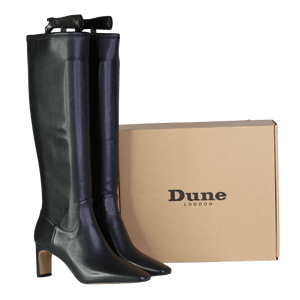 Dune Stellan - Black Square Toe Knee High Boots UK 4 EU 37