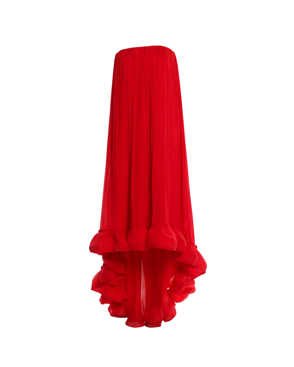 Lanvin Red Bustier Plisse 2008 Runway High Low Dress UK 8