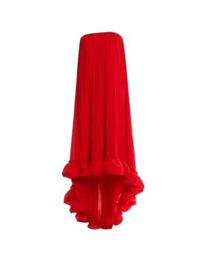 Lanvin Red Bustier Plisse 2008 Runway High Low Dress UK 8