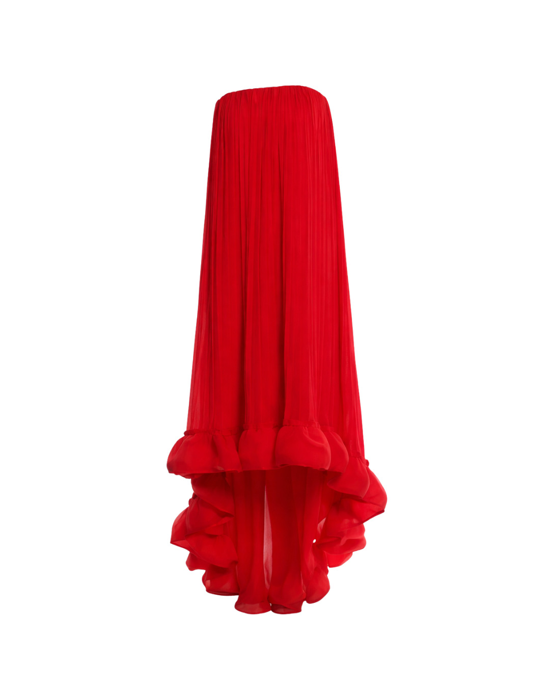 Lanvin Red Bustier Plisse 2008 Runway High Low Dress UK 8