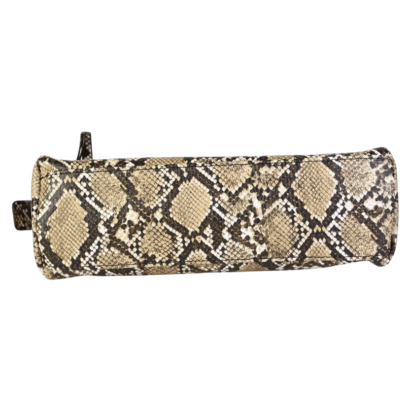 French Connection Cream Snakeskin Handle Baguette Bag One Size