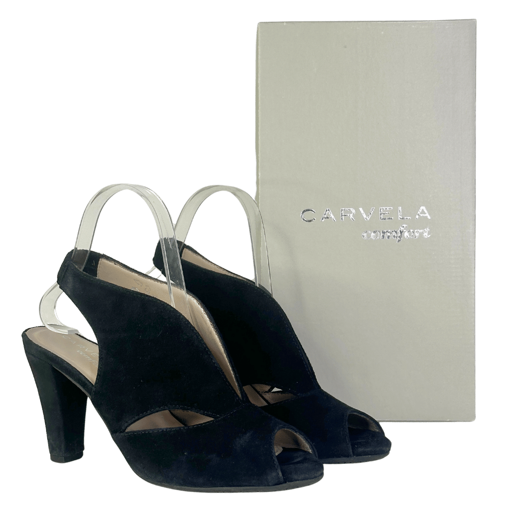 Carvela Black Arabella Suede Sling-back Heels UK 4 EU 37 👠