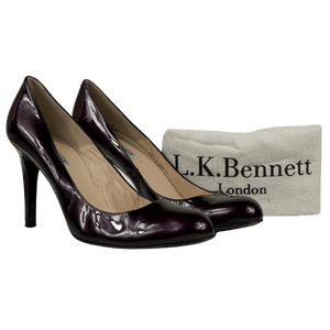 L.K.Bennett Purple Dark Aubergine Patent Mid-heel Pumps UK 5.5 EU 38.5