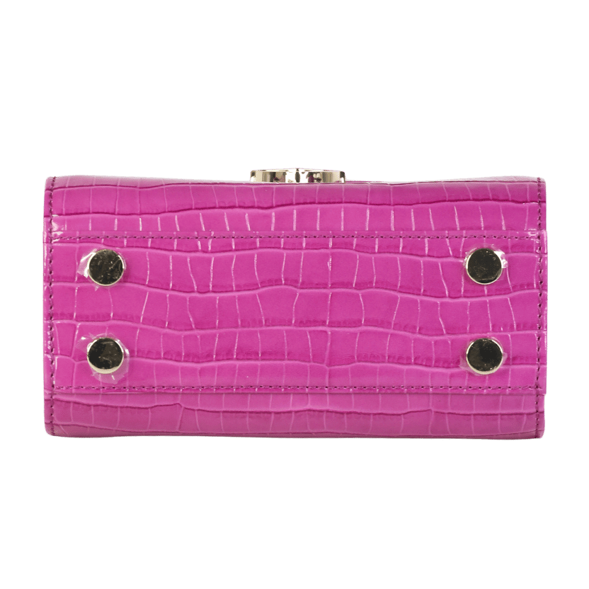 Aspinal Of London Pink Croc Embossed Mini Top Handle Mayfair Bag  with chain strap