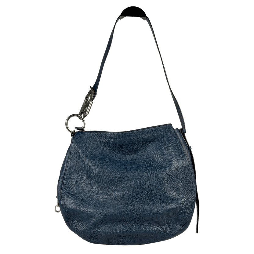 BURBERRY Dark Blue Medium Pebbled Knight Leather Shoulder Bag