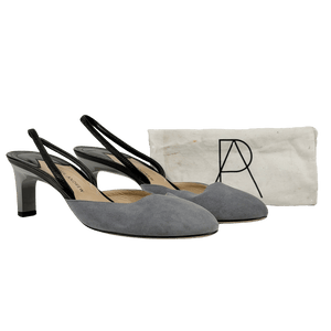 PAUL ANDREW Grey/black Suede & Leather Slingback Heels UK 5 EU 38