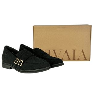 VIVAIA Sustainable Washable Black Round-toe Velvet Penny Loafers UK 5.5 EU 38.5