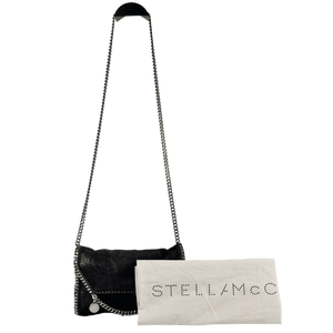 Stella McCartney The Falabella Mini Vegetarian Textured-leather Shoulder Bag - Black / Silver
