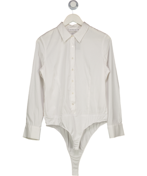 Avirate White Fitte Shirt Bodysuit UK M