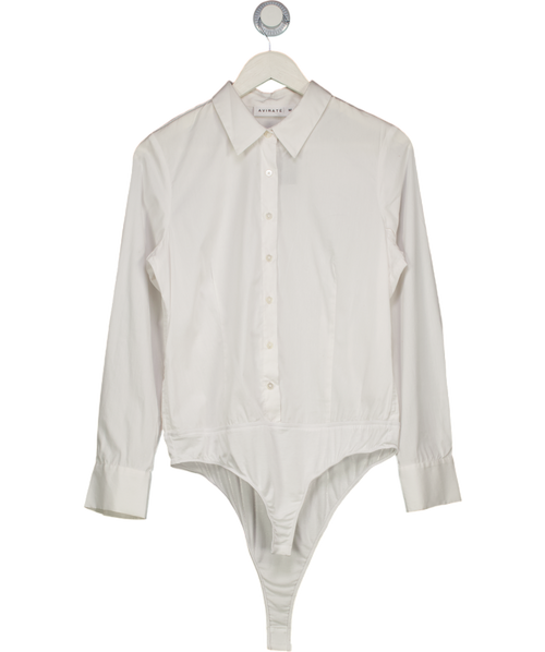 Avirate White Fitte Shirt Bodysuit UK M