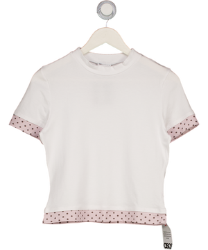 ASOS Short Sleeve Double Layer Polka Dot Top In White UK M