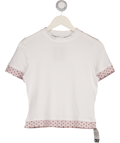 ASOS Short Sleeve Double Layer Polka Dot Top In White UK M