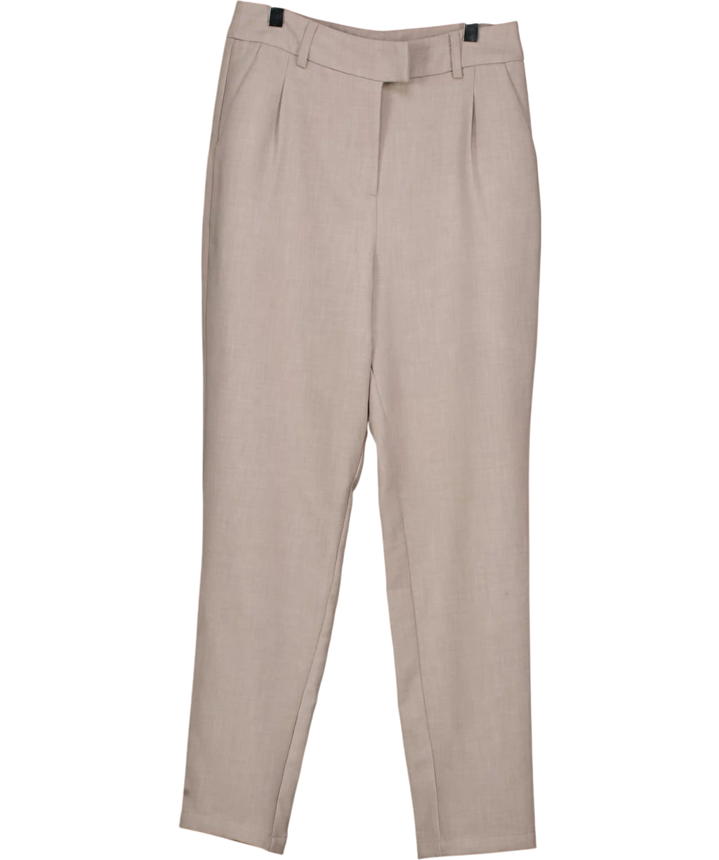 4th & RECKLESS Beige Grey Pleated Tapered Tailored Trousers UK 8