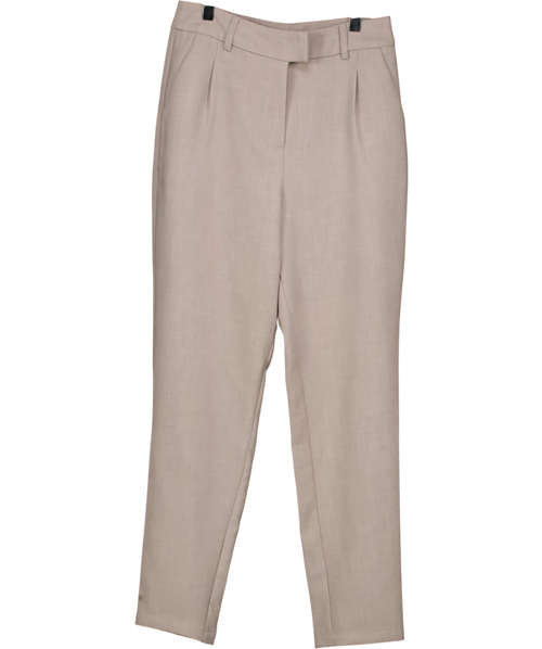 4th & RECKLESS Beige Grey Pleated Tapered Tailored Trousers UK 8
