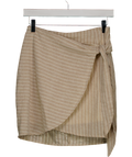 Beige Cotton Striped Tie Mini Skirt UK S