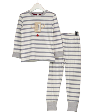THE WHITE COMPANY KIDS Jingles Reindeer Blue Stripe Pyjamas Age 3-4 Years 3 Years
