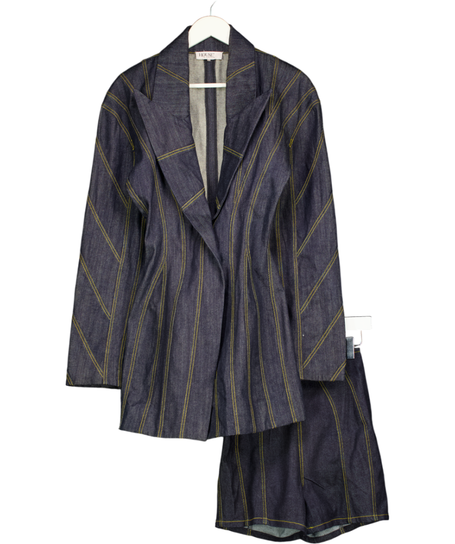 House of CB Blue Etienne Denim Jacket Mini Dress And Shorts Set UK XS