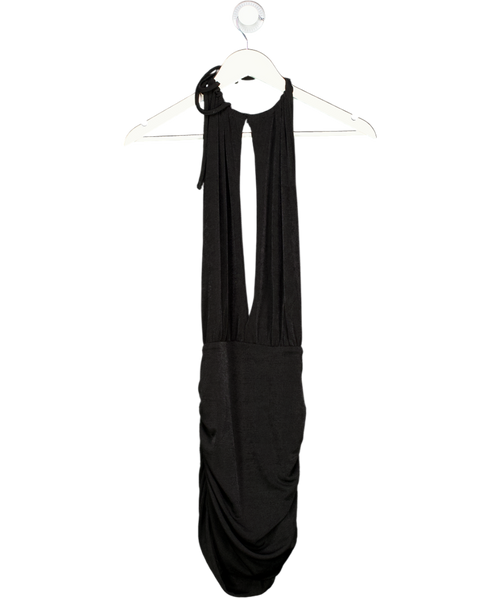 Aria Cove Black High Neck Cut Out Ruched Detail Open Back Mini Dress UK 8