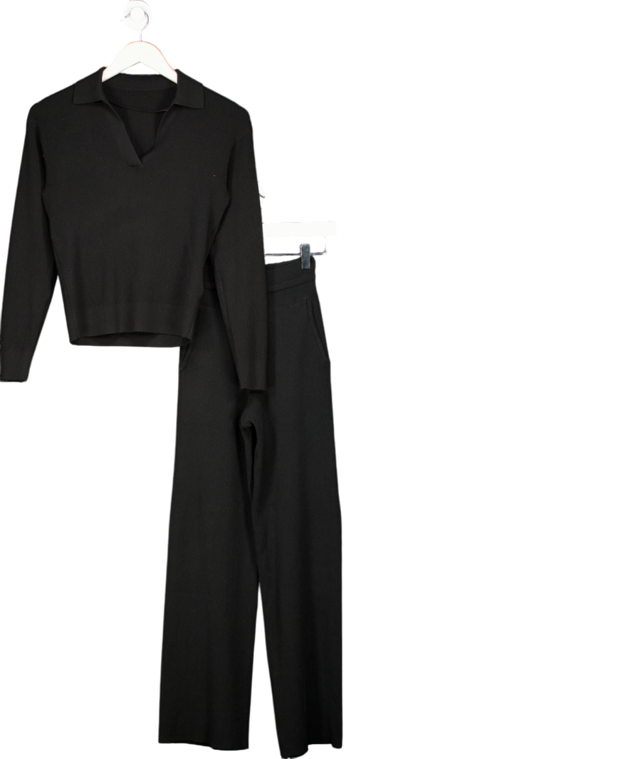 Uniqlo Black Polo Jumper And Milano Ribbed Trousers UK XXS