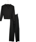 Uniqlo Black Polo Jumper And Milano Ribbed Trousers UK XXS