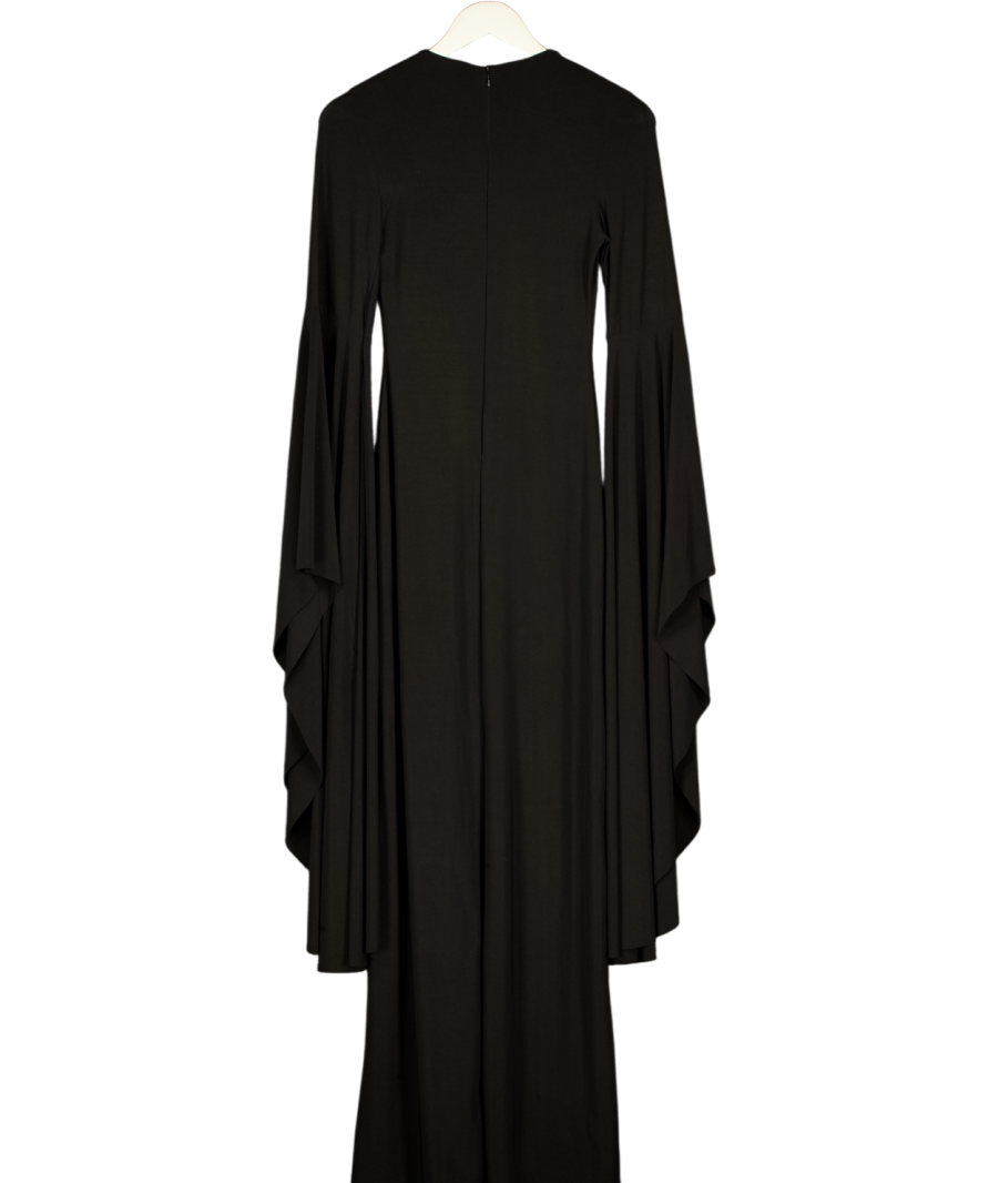 CLUB L LONDON Modena Black Waterfall Sleeve Maxi Dress UK 8
