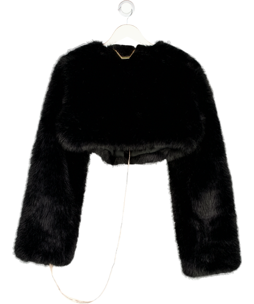 Oh Polly Almerinda Faux Fur Cropped Bolero In Black UK M/L