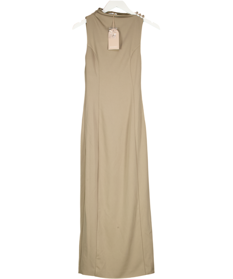 Meshki Green Taylor Draped Crepe Midi Dress UK XS