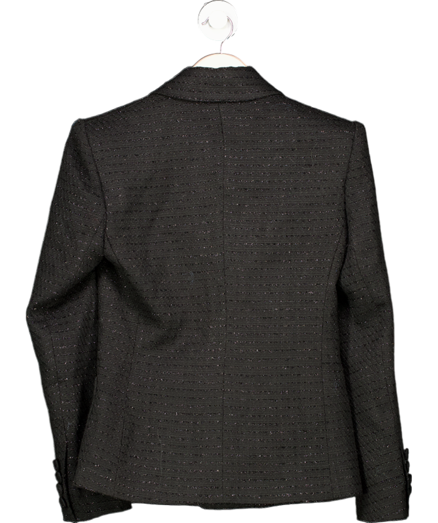 NANA JACQUELINE Black Sparkle Tweed Jacket With Statement Crystal Buttons UK S