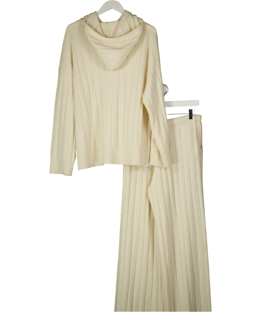 Lilysilk Cream Ribbed Hooded Knit Top And UK XL