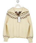 Varley Cream Sigrid Fair Isle Knitted Half-zip Sweater UK M