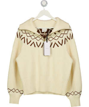 Varley Cream Sigrid Fair Isle Knitted Half-zip Sweater UK M
