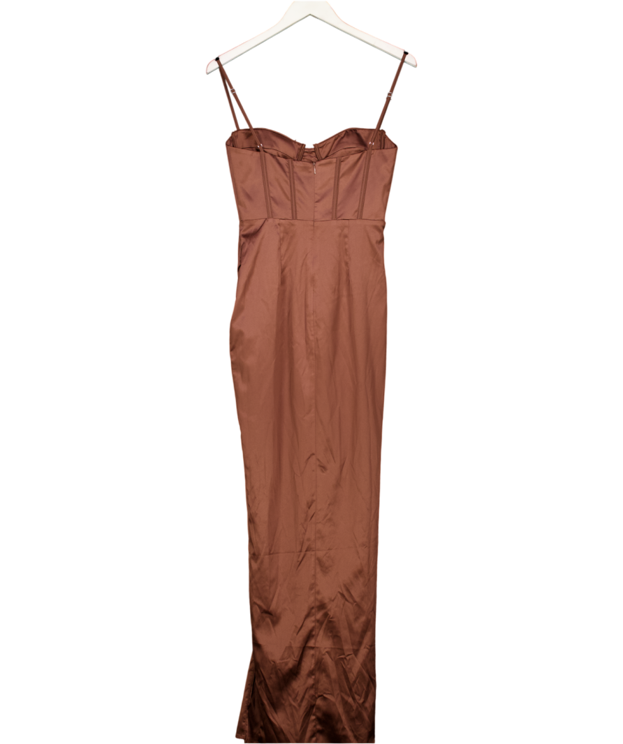 Babyboo Brown Corset Split Maxi Dress UK S