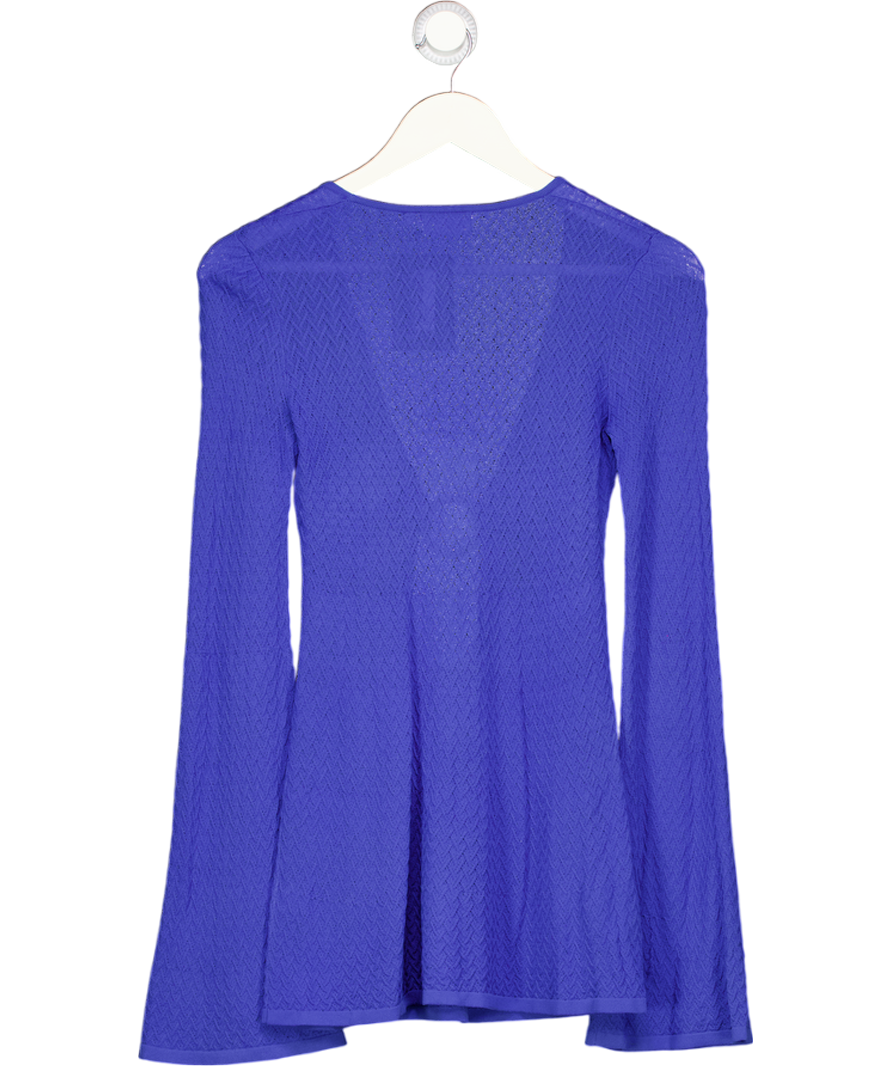 MONDAY SWIMWEAR Blue Crochet Knit Mini Dress With Gold Ring Detail Szp UK XXS