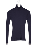 GOLDBERGH Blue Mira Long Sleeve Rib Knit Sweater With Logo Cuffs UK XS