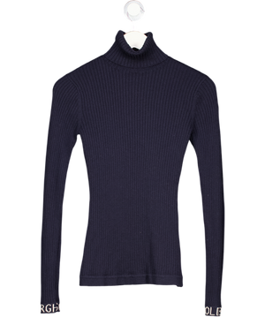 GOLDBERGH Blue Mira Long Sleeve Rib Knit Sweater With Logo Cuffs UK XS
