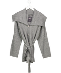 Very Grey Oversized Collar Belted Longline Cardigan UK L