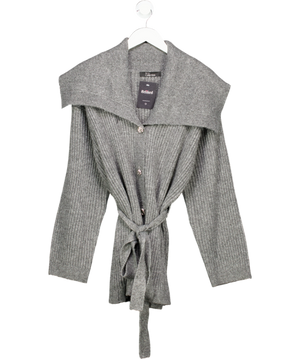 Very Grey Oversized Collar Belted Longline Cardigan UK L