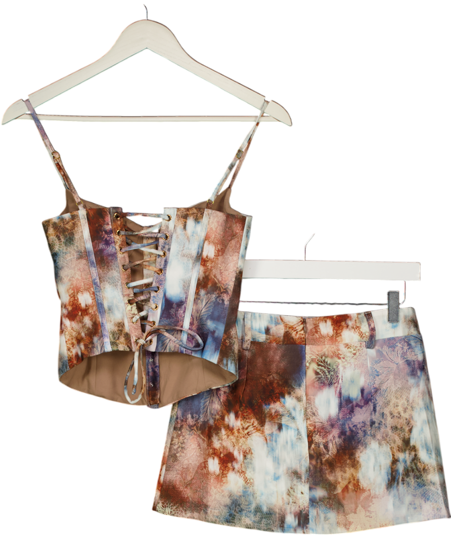 Runaway The Label Multicoloured Printed Mini Skort And Corset Style Top UK XS