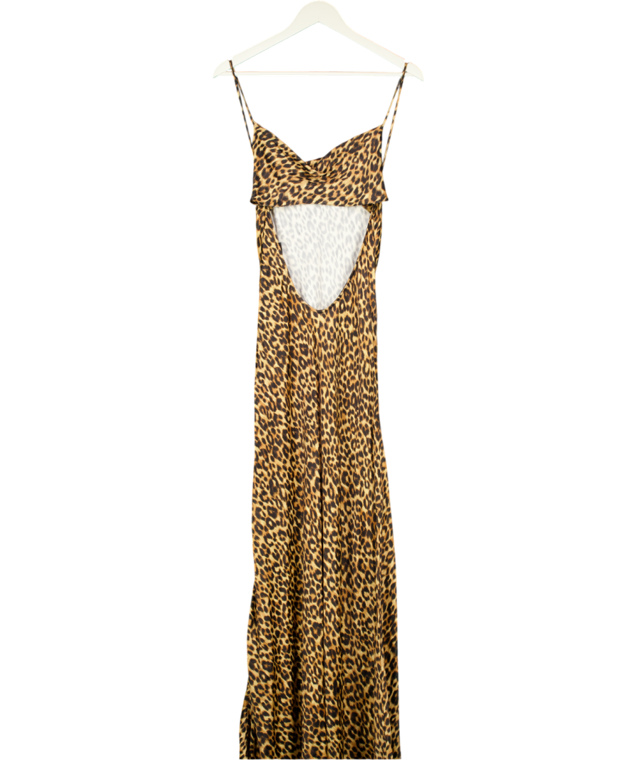 MANGO X Camille Charrière Brown Animal-print Fluid Dress UK XS