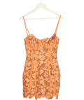 HOUSE OF CB Orange Ilayda Sorbet Embroidered Floral Lace Mini Dress - Fuller Cup UK S