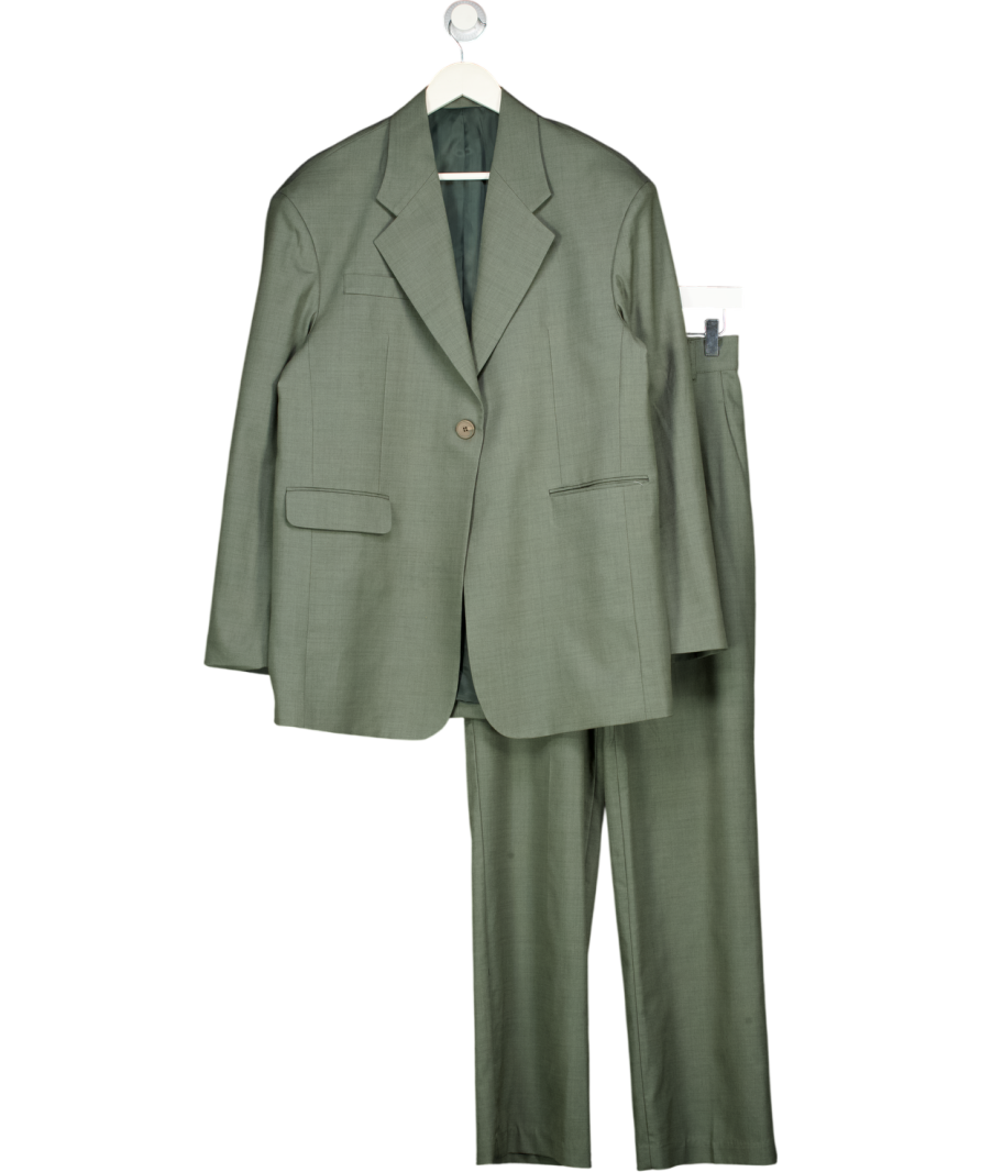 One By Two Grey Structured Blazer And Wide Leg Trouser Tailored Set UK S/M