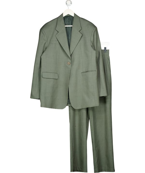 One By Two Grey Structured Blazer And Wide Leg Trouser Tailored Set UK S/M