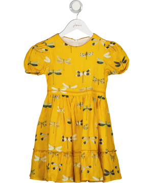 AGUA BENDITA Yellow Girls Linen Dragonfly Print Dress 3 Years