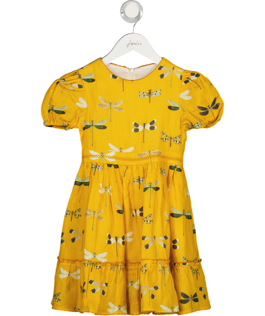 AGUA BENDITA Yellow Girls Linen Dragonfly Print Dress 3 Years