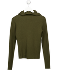 OVAL SQUARE Khaki Green Hooded Rib Knit Top UK S