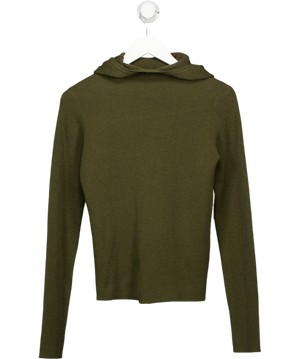 OVAL SQUARE Khaki Green Hooded Rib Knit Top UK S