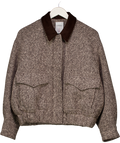 FABRIQUE X Tea Chakhnashvili Brown Dakota Tweed Baseball Jacket In Wool UK XS