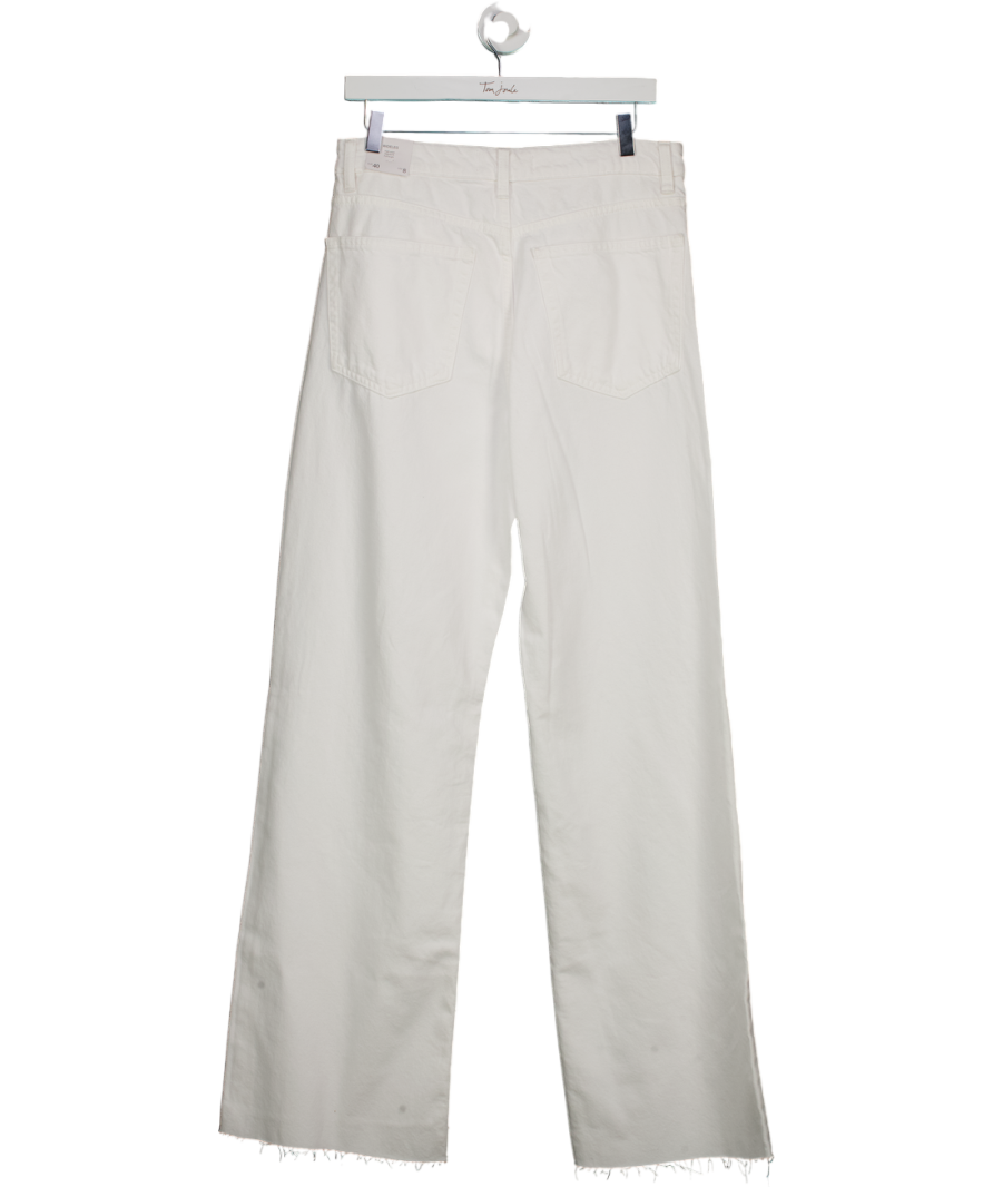 MANGO White Danila High-waisted Wide-leg Jeans UK 12