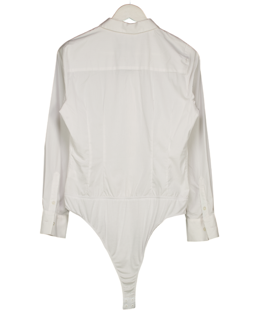 Avirate White Fitte Shirt Bodysuit UK M